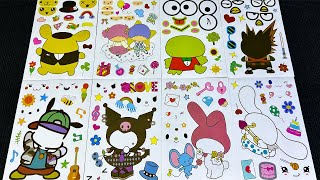Adorable Sticker Fun: Kuromi, Hello Kitty, and Melody Decorate Your Sticker Book! Satisfying ASMR