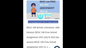 BEGC 108 Solved Free Assignment 2021-22 #short #ignou
