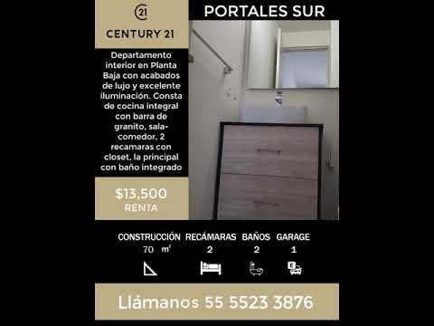 Departamento en renta, Colonia Portales Sur, Ciudad de México