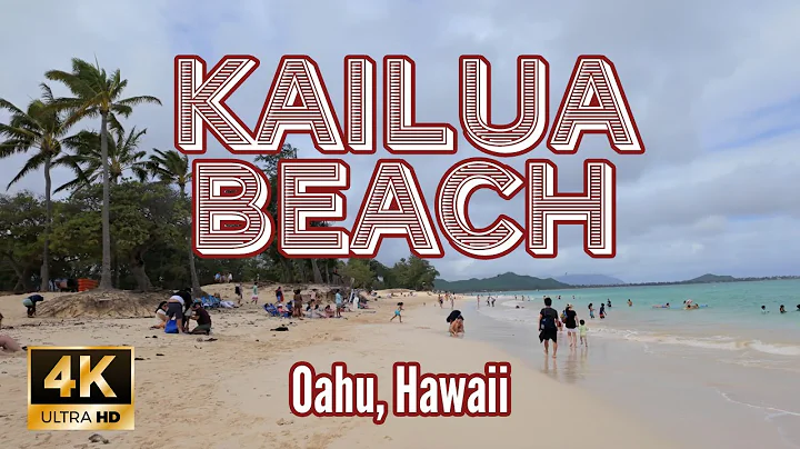 Popular Kailua Beachin Oahu Walk with Music, Hawaii on a cloudy day 4k/60