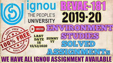 BEVAE-181 Solved assignment 2019-20 | Environment studies | 💯%free | last date 15/12/2020