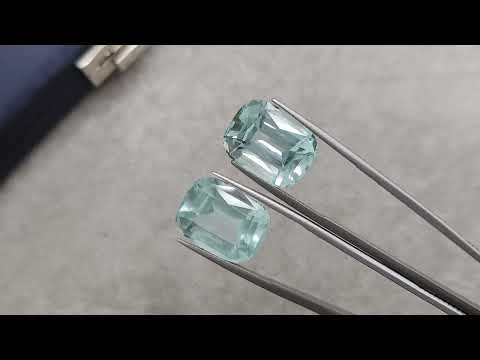 Pair of cushion cut aquamarines 34.45 carats, Mozambique Video  № 1