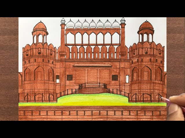 Very easy Lal quila drawing II Red fort easy drawing - YouTube