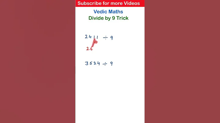 Vedic Maths Tricks for Fast calculations | Divide by 9 | Vedic maths | #35