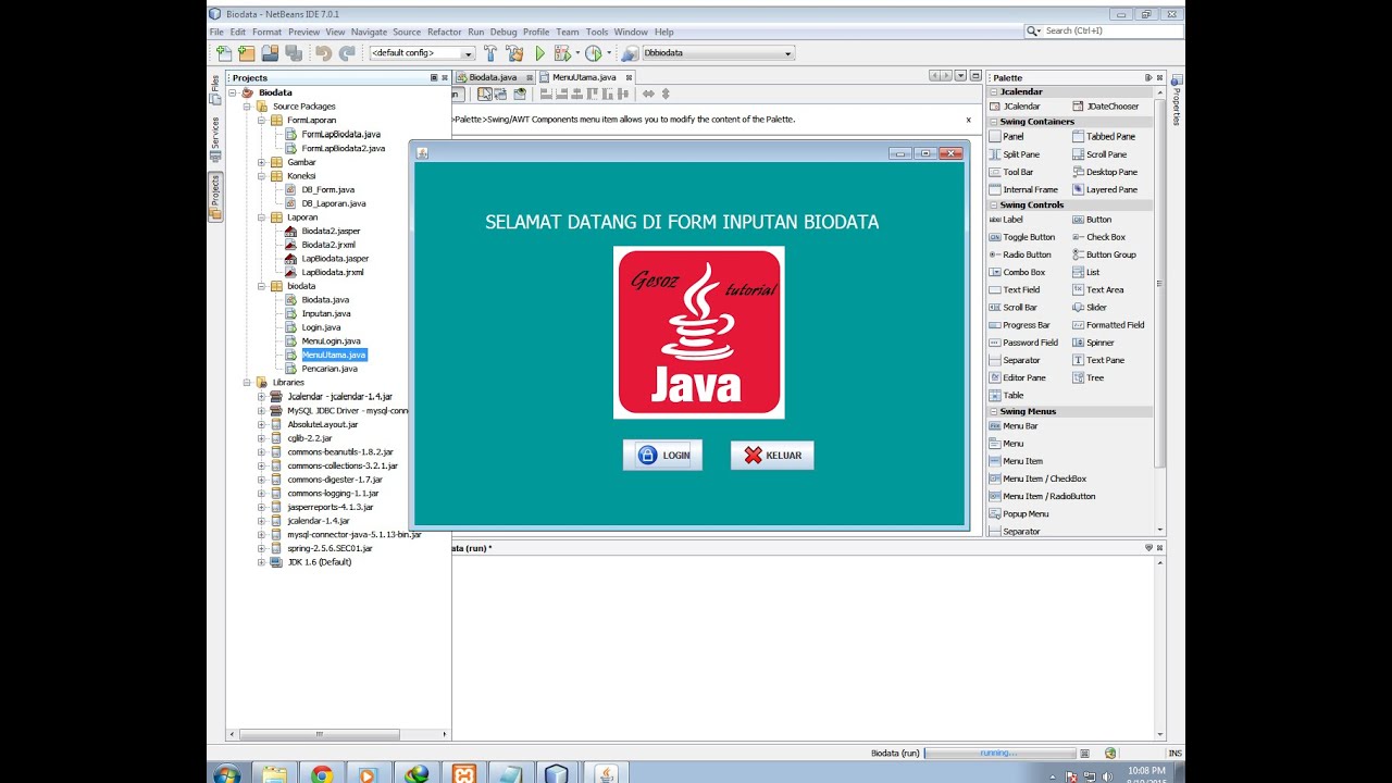 Tutorial Membuat Aplikasi Biodata Menggunakan Java 