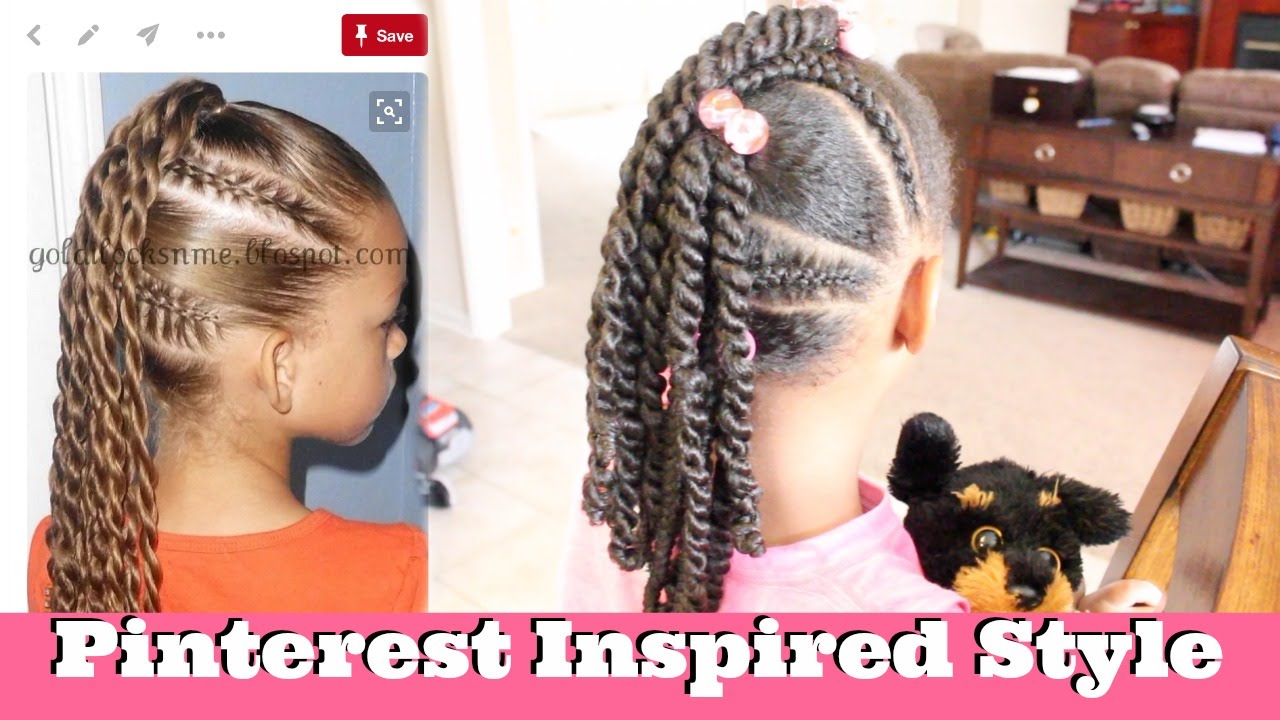 Pinterest Inspired Hairstyle | Braids & Ponytails Natural Hair - YouTube
