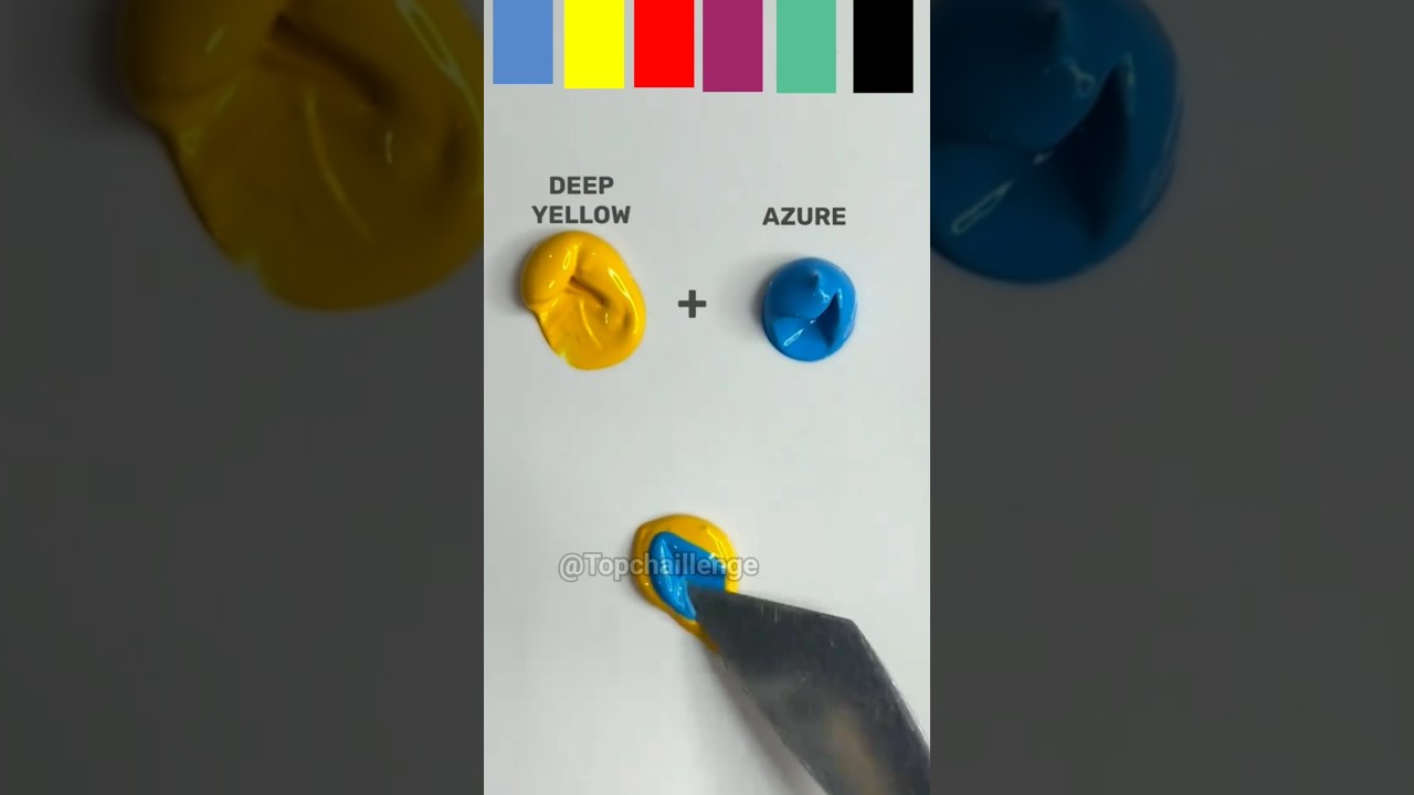 Deep yellow 🆚 Azure colour mixing//colour mixing video//colour