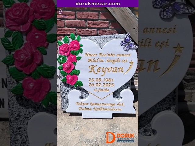 CNC 3D Çiçek ve Kelebek İşlemeli Mezar Taşı | Kelebek | Mezar Taşına Resim | #mezartaşı #kelebek