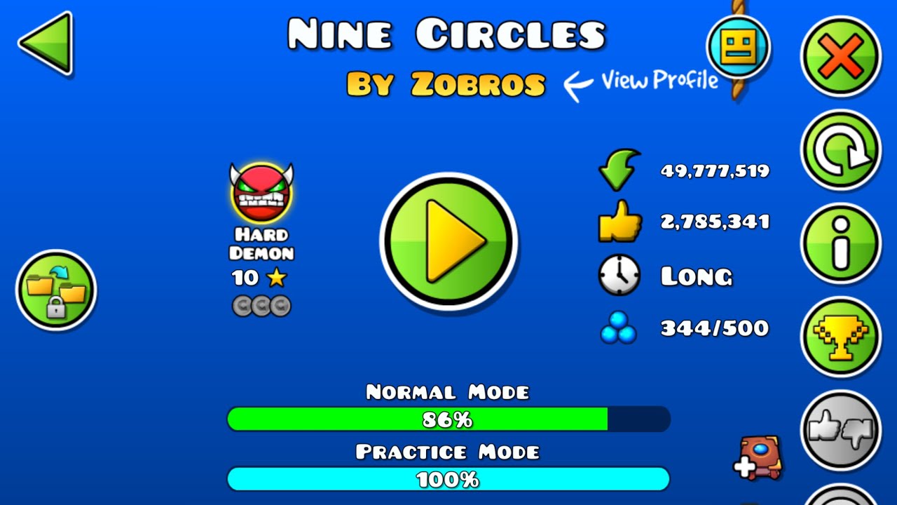 Geometry Dash / User level - Nine circles progress FINAL (86%) - YouTube
