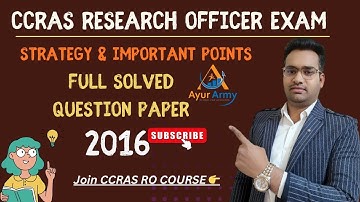CCRAS Research Officer Ayurveda 2016 Solved Question Paper || CCRAS PYQ || Research Officer Ayurveda