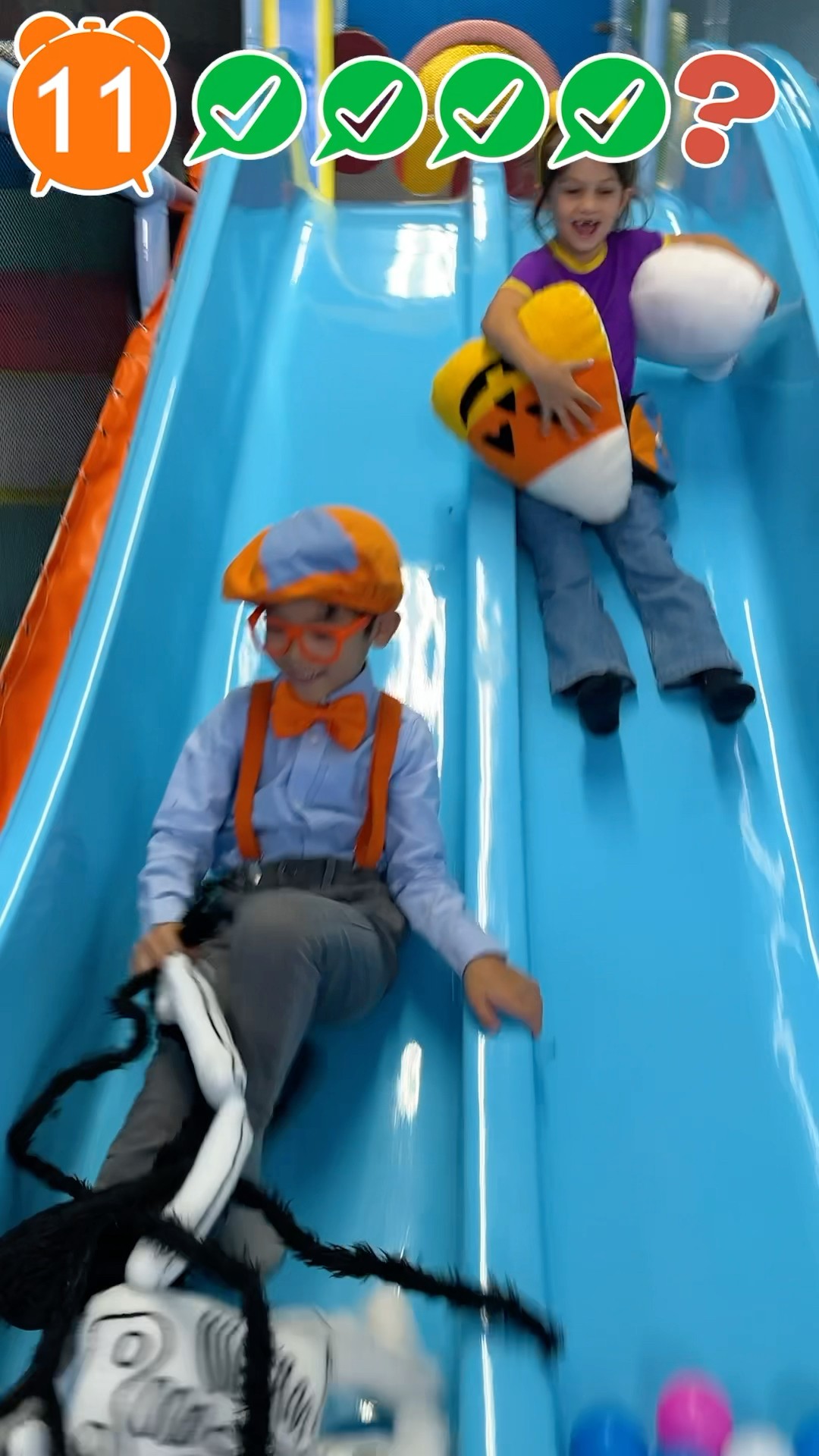 Kid Blippi and Meekah Go Down the Slide! #blippi #shorts