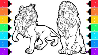 Lion King Coloring Pages | Color with me Mufasa and Simba