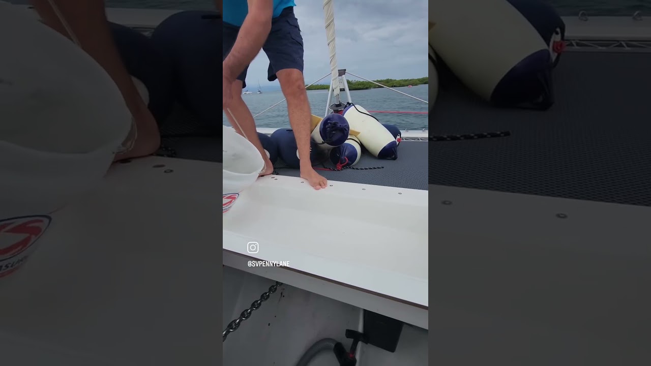 ⁣Capturing and filtering rainwater on our boat! #sailing #boat #offgrid