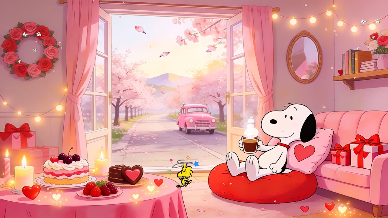 Snoopy’s Cherry Blossom Valentine 🌸 Cozy Lofi Beats to Relax, Study & Chill