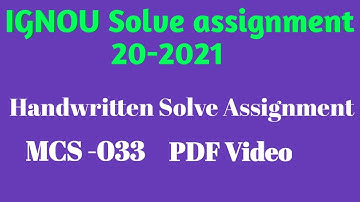 IGNOU solve assignment MCS-033|| 2020-21||Handwritten Solve Assignment MCS- 033||