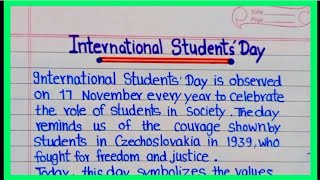International Students Day Essay । Essay on international Students Day in English ।