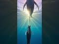 A tender moment beneath the waves: humpback whale mother and baby in feeding ritual