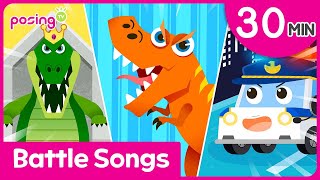 (30min) 💥Battle Song Collection♪ | Dinosaur Songs | Animal Songs | Car Songs | posing TV