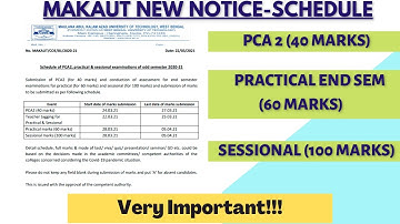 Makaut new Notice regarding PCA2(40)|Practical End Semester Exam(60)| Sessional(100) Number Schedule