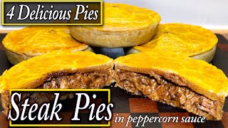 4 Steak Pies n Peppercorn sauce. Tastiest individual pies on YouTube