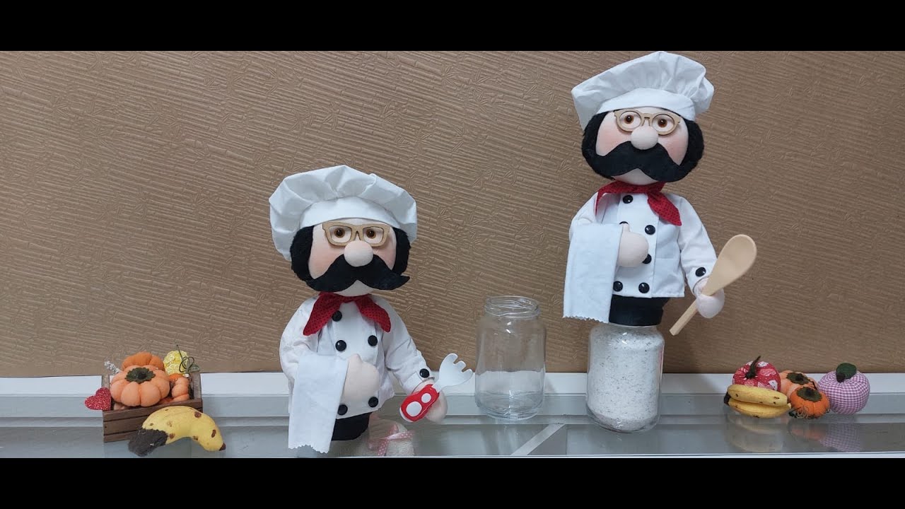 Passo a passo Cozinheiro de tecido no vidro de conserva