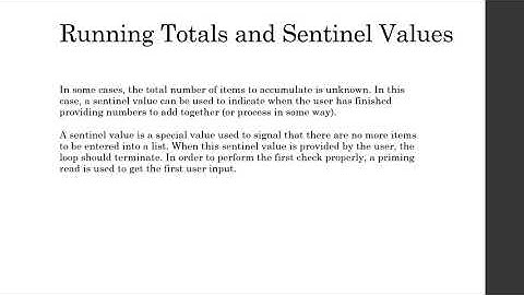 Running Totals and Sentinel Values
