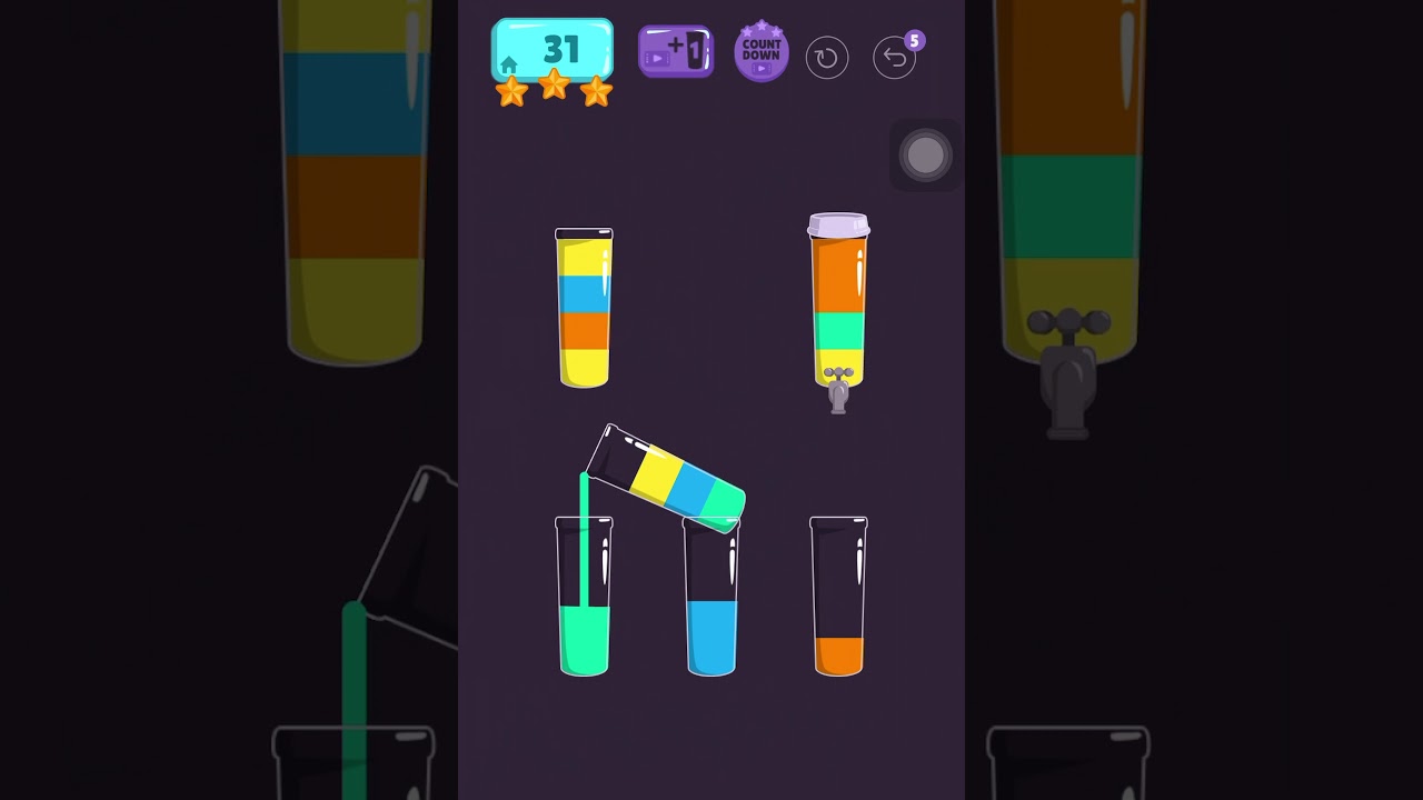 Cups - water sort puzzle | level 31 | ⭐️⭐️⭐️