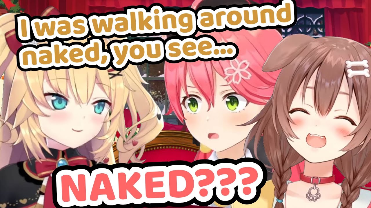 Miko and Korone Was Surprised That Haachama Walks Around Her Room Naked【Miko x Korone x Haachama】