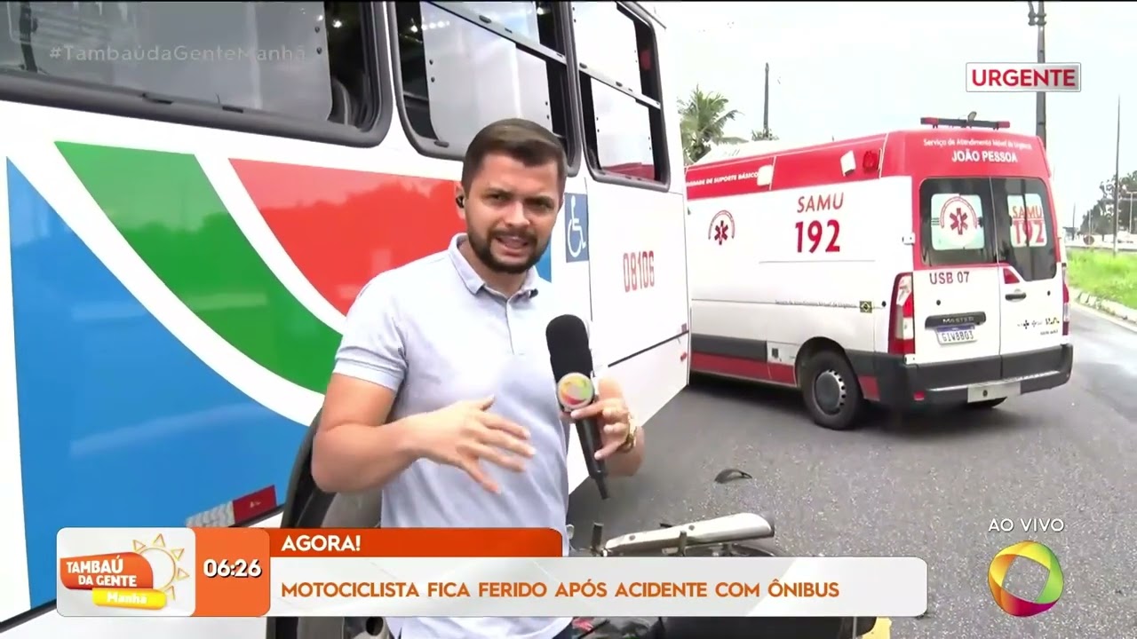 Motociclista fica ferido após acidente com ônibus - Tambaú da Gente Manhã