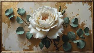 Elegant TV Art: Vintage Rose with Gold | 4K Floral Oil Painting Ambient Screensaver screenshot 5