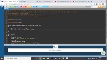 WAP in C++ ComputeSphere() function returns Volume V & surface area S  of sphere with radius r.
