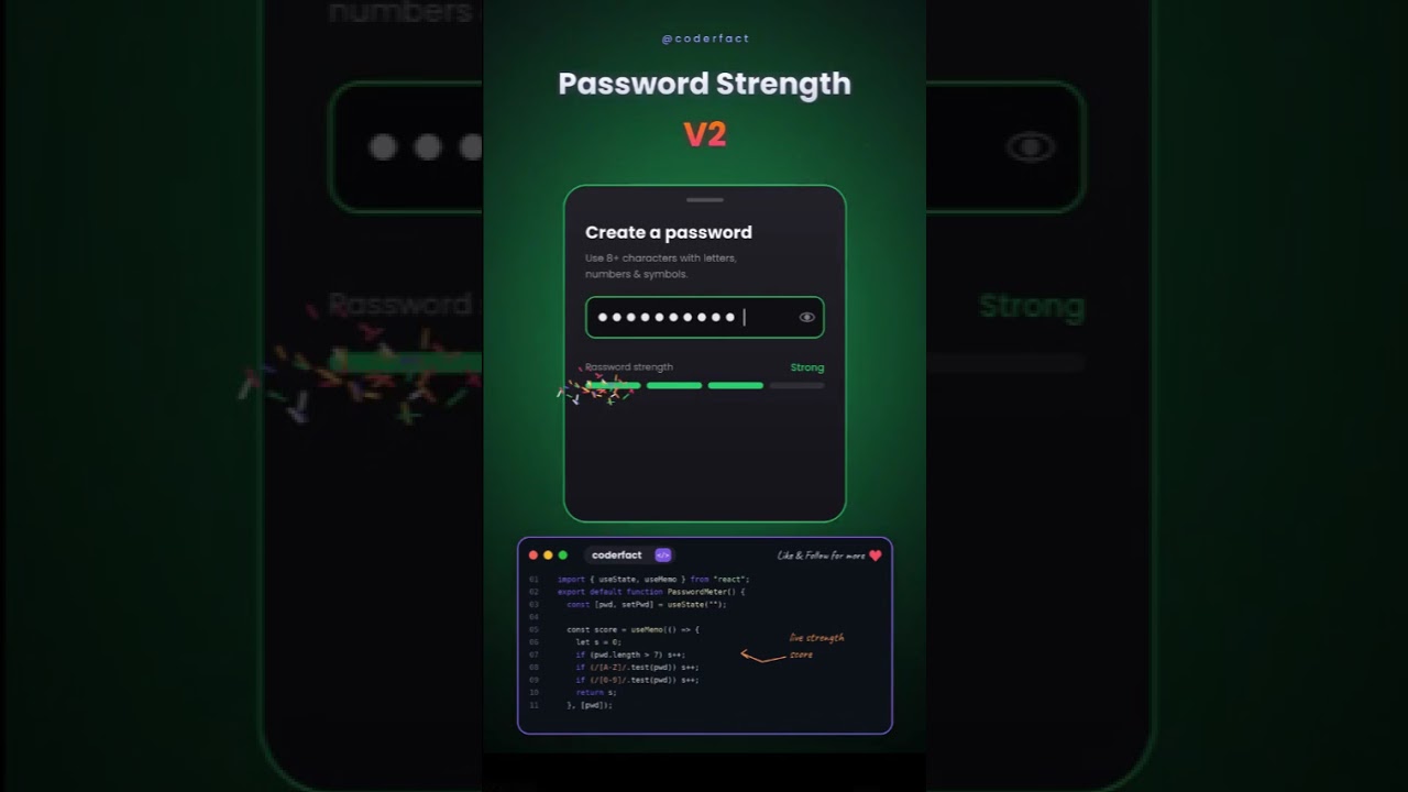 Password Strength Meter NextGen Tutorial | Animated UI with Confetti & Live Score!