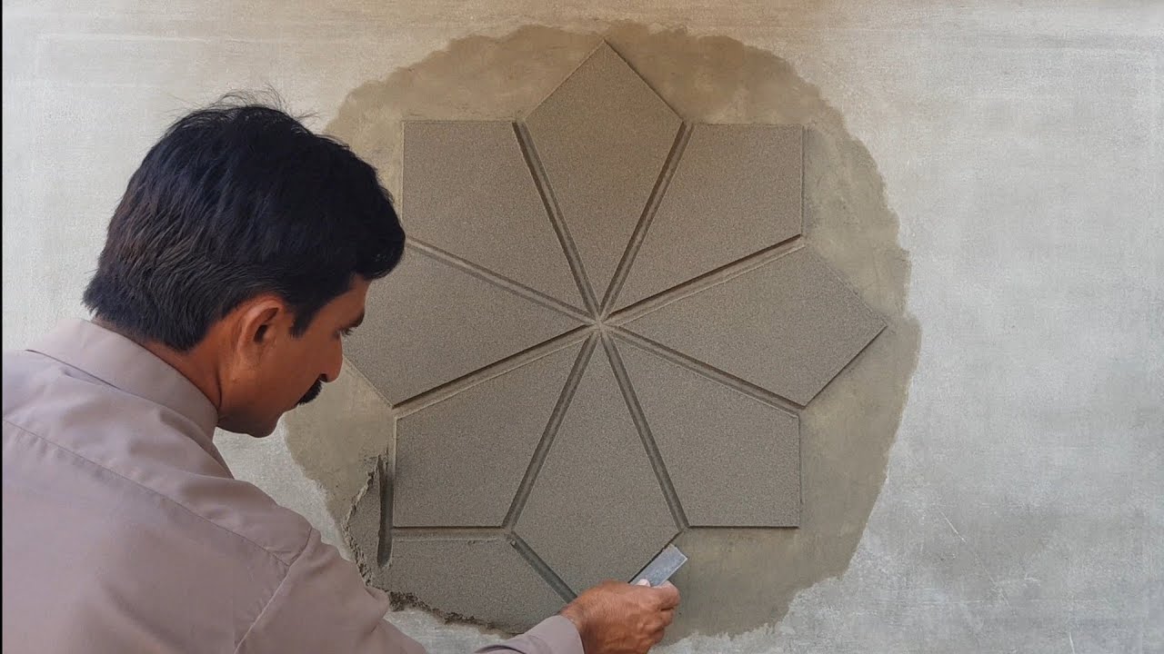 Easy flower design wall plaster design