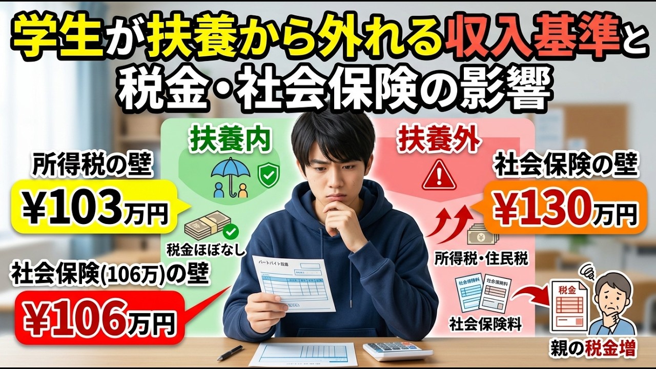 学生が扶養から外れる収入基準と税金・社会保険の影響 - YouTube
