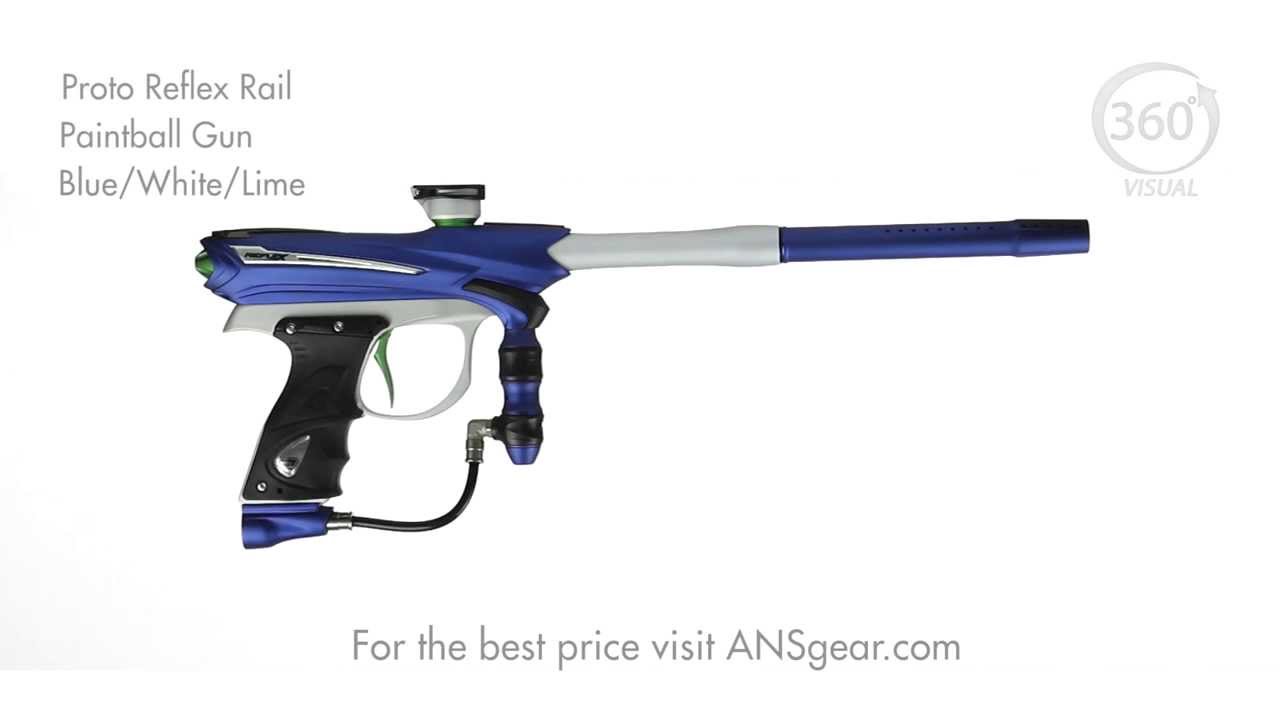 2014 Proto Reflex Rail Paintball Gun Blue/White/Lime Visual 360