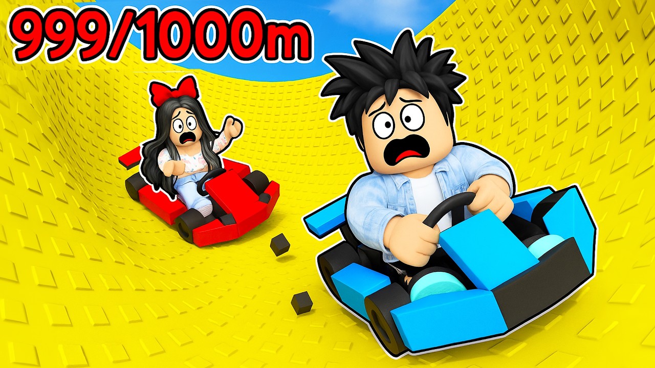 VITEZA MAXIMĂ în Roblox mergând cu un vagon pe un tobogan...