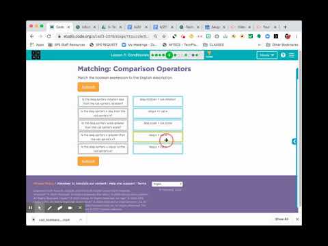 U3Lesson 11 Conditionals Bubble 5 - Matching Comparison Operators