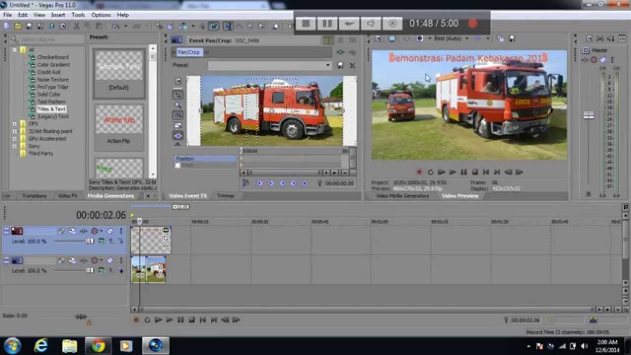How to insert media generator Sony Vegas Pro11 - YouTube