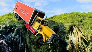Car Crash Trucks Destroyed Falling Down The Cliff Beamng Drive