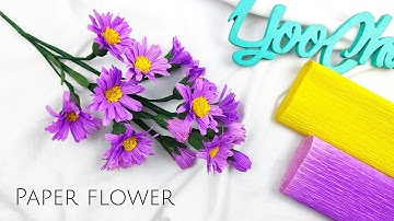DIY/How to make mini aster flower with paper crepe easily