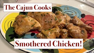 Smothered Chicken - The Cajun Cooks Smothered Chicken with Roux Peas