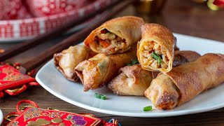 The CRISPIEST Air Fryer Spring Rolls (Shrimp \& Pork) Cantonese Style