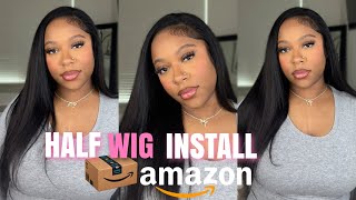 NO STYLIST NO PROBLEM 💁🏽‍♀️ QUICK HALF WIG INSTALL IN 10 MINUTES 😍 | ISEE HAIR ON AMAZON