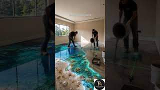 The Best Ocean Resin floor transformation you have ever seen!  #diy #design #asmr #satisfying