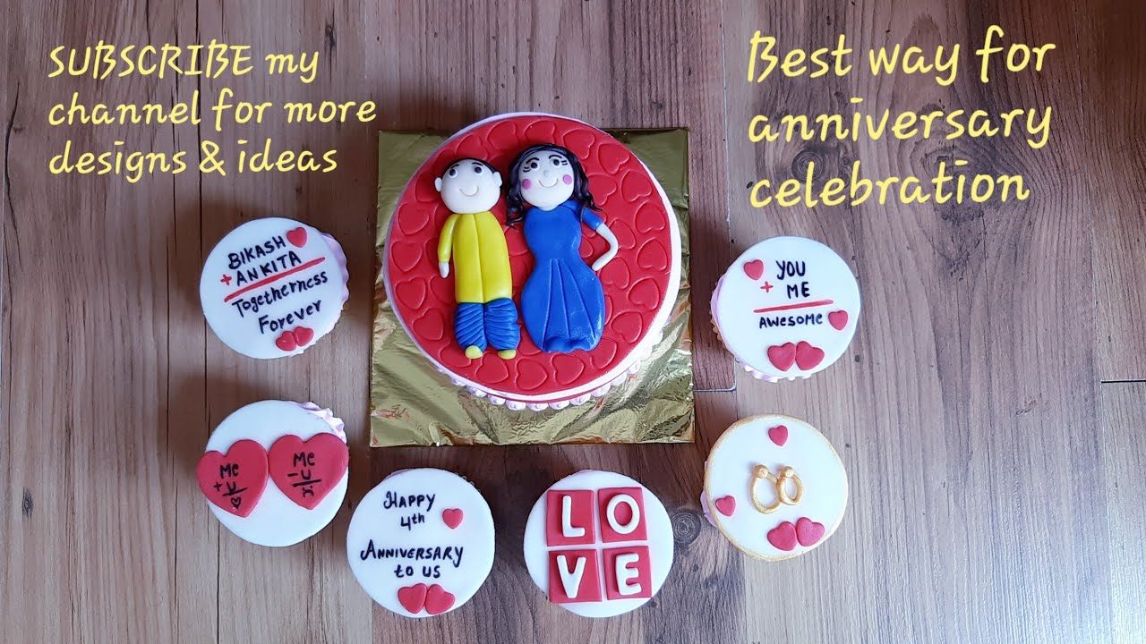 Anniversary combo cake idea ||anniversary cupcakes ||beautiful cake