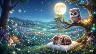 Fall Asleep Fast 😴 Owl & Kitten Lullaby 🌙 Soft Baby Sleep Music Under Moonlight screenshot 5