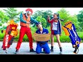 Blue Police With Wife Harry Queen Nerf Guns Chucky In Real Life | Battle Nerf War