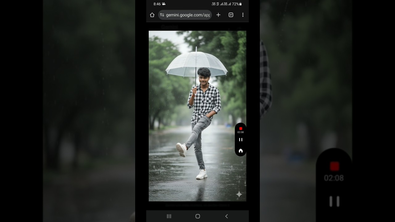 Viral ChatGPT Prompt / trending Gemini Ai prompt in raindrops with umbrella 