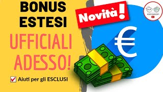 NUOVI BONUS 600€ UFFICIALI PER GLI ESCLUSI! MAGGIO 2020