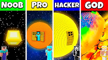 Minecraft Battle: NOOB vs PRO vs HACKER vs GOD: INSIDE SUN PLANET HOUSE BUILD CHALLENGE / Animation